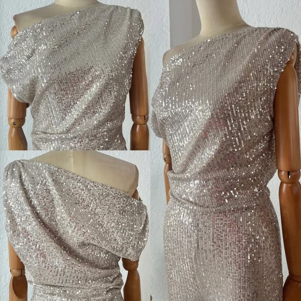 1064317  Jumpsuit lentejuela plata