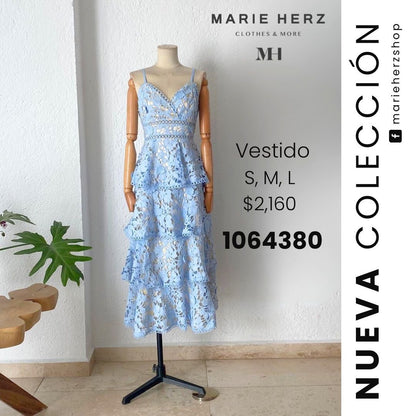 1064380  Vestido azul encaje tirantes