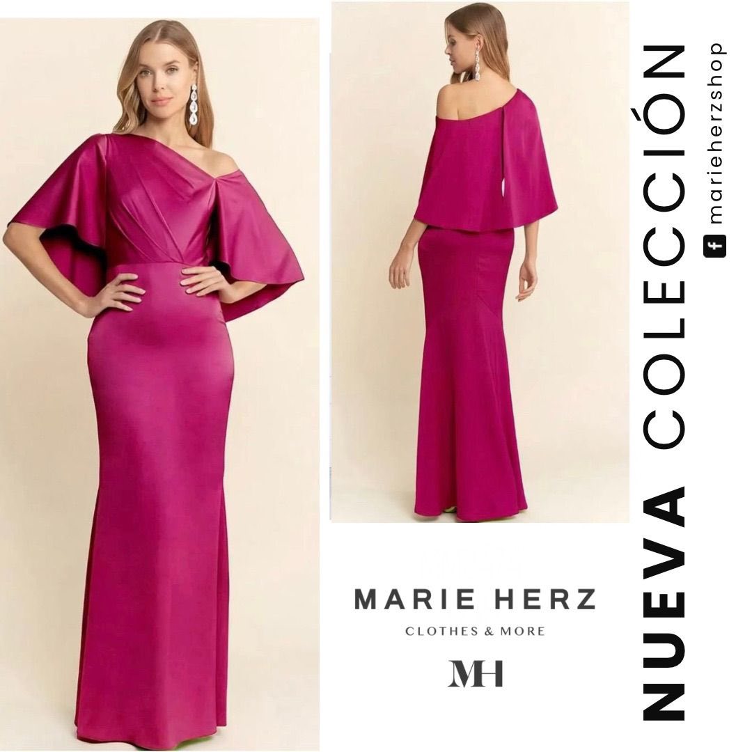1064383  Vestido capa rosa fucsia