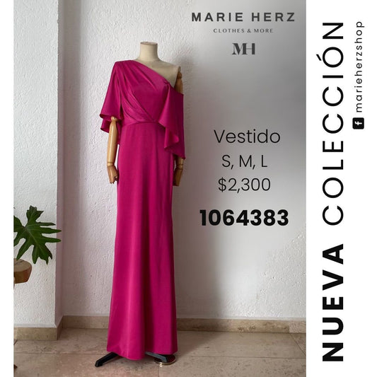1064383  Vestido capa rosa fucsia
