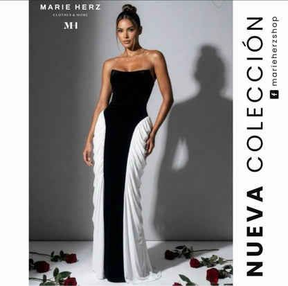1064496  Vestido negro con blanco
