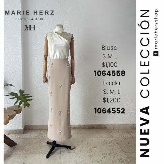 1064557  Blusa beige listón
