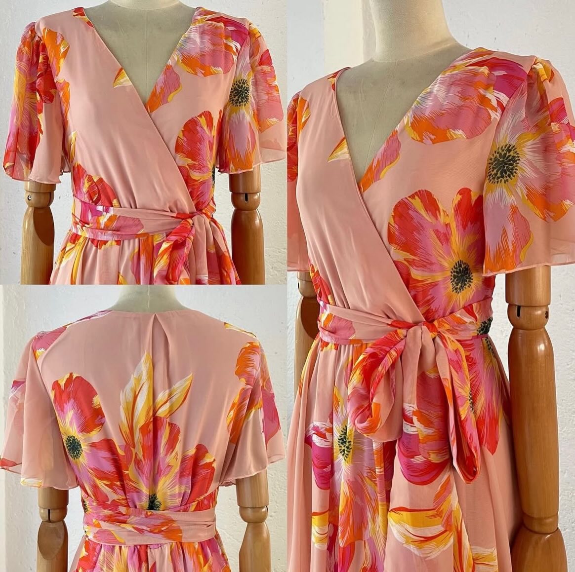 1064647  Vestido flores durazno flores rosa