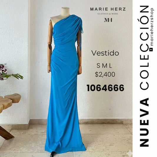 1064666  Vestido hombro azul