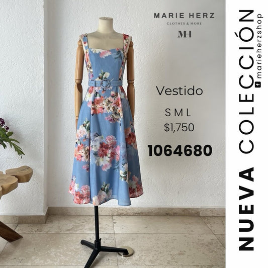 1064680  Vestido azul flores