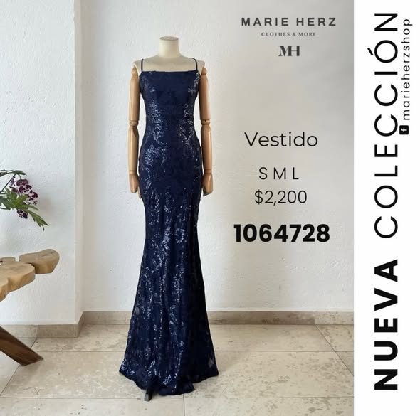 1064728  Vestido azul marino lentejuela