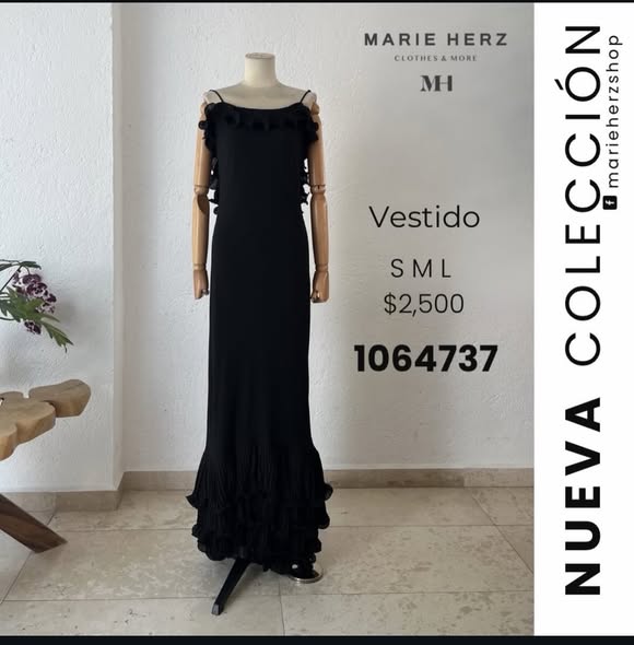 1064737  Vestido negro escarola