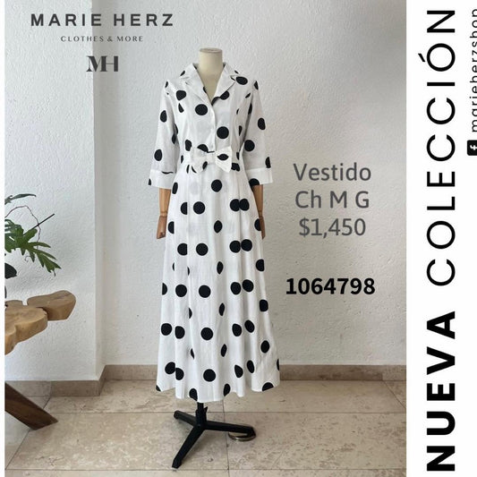 1064798  Vestido puntos mangas