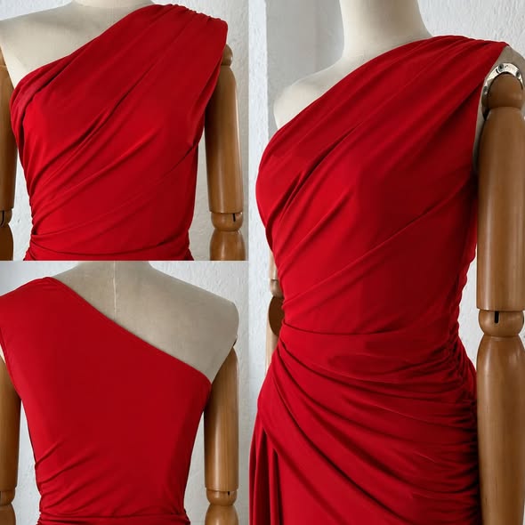 1064846  Vestido rojo hombro