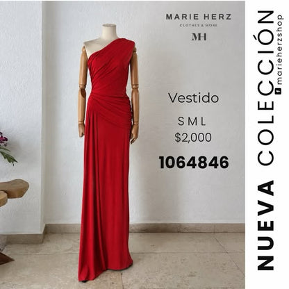 1064846  Vestido rojo hombro