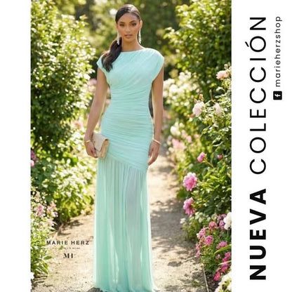 1064849  Vestido drapeado menta