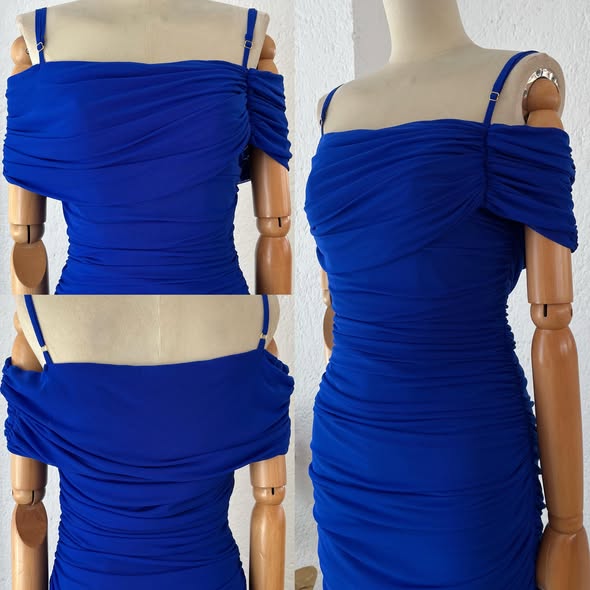 1064852  Vestido drapeado azul rey fosfo