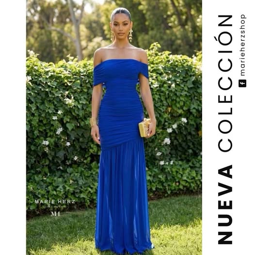 1064852  Vestido drapeado azul rey fosfo