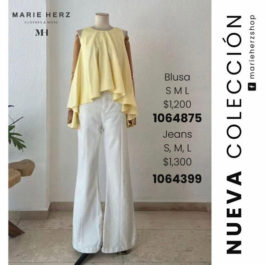 1064874  Blusa amarilla asimétrica