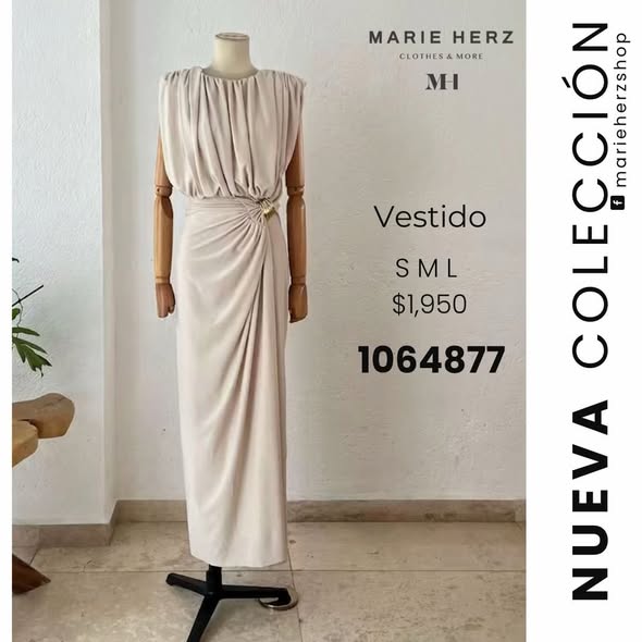 1064877  Vestido beige nudo
