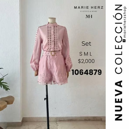 1064879  Set rosa encaje short