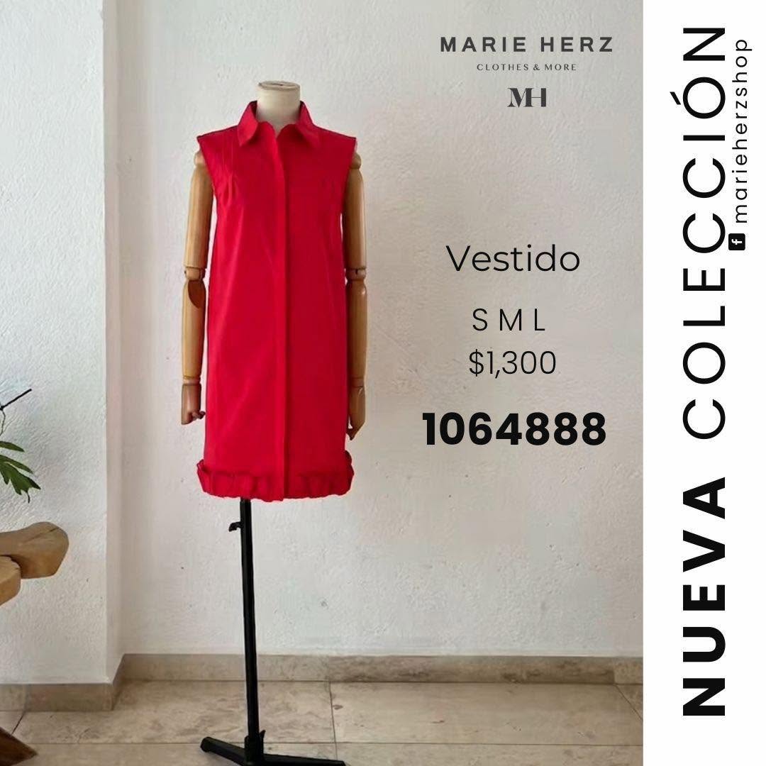 1064888  Vestido camisero rojo