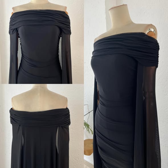 1064899  Vestido negro capa