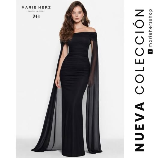 1064899  Vestido negro capa