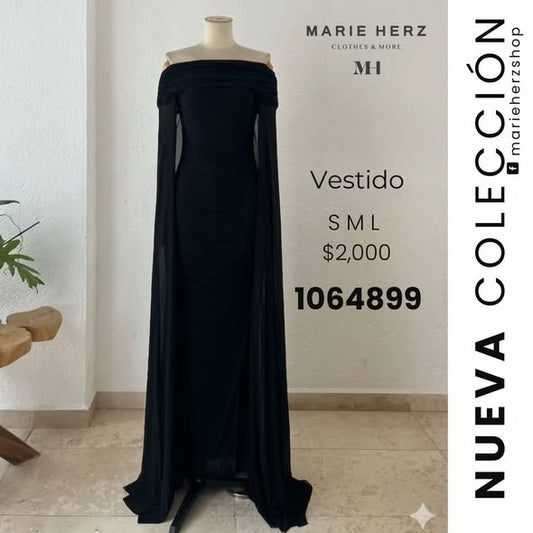 1064899  Vestido negro capa