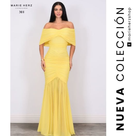 1064905  Vestido amarillo drapeado