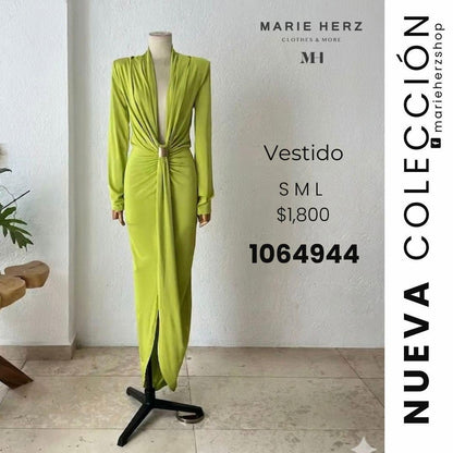 1064944  Vestido verde licra Manga larga