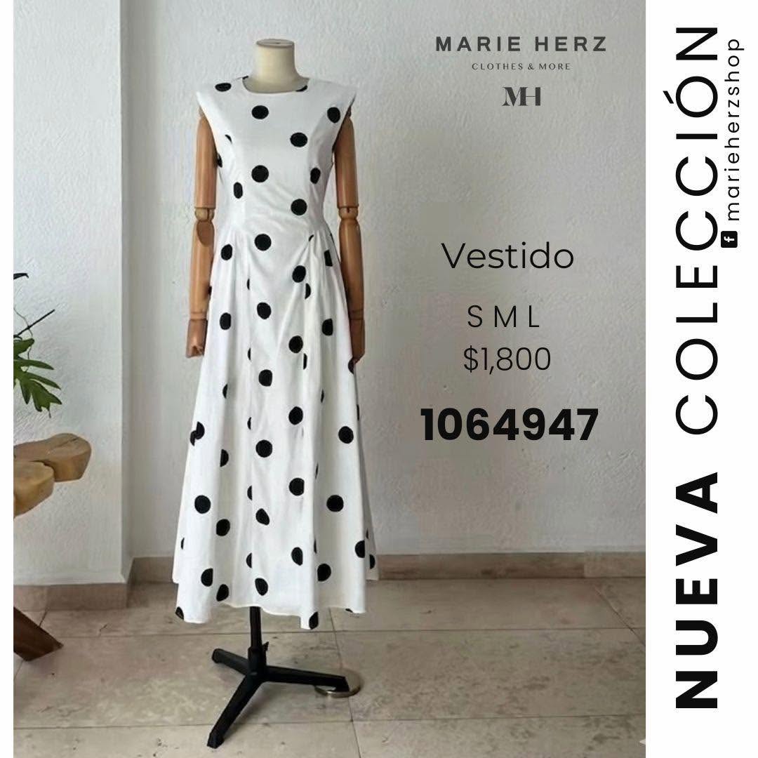 1064947  Vestido puntos blanco