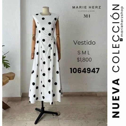 1064947  Vestido puntos blanco