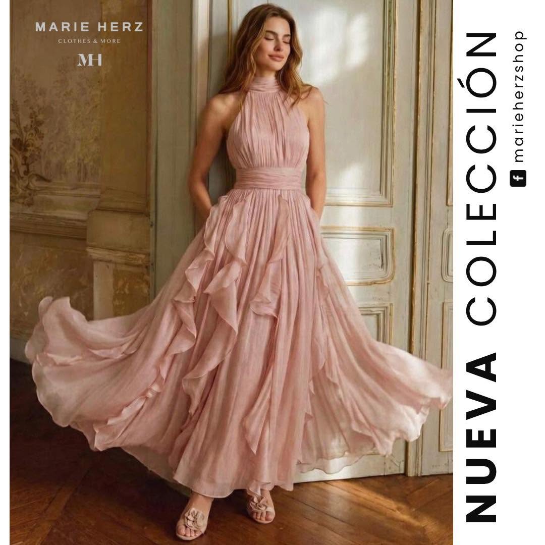 1064964  Vestido halter olanes palo de rosa