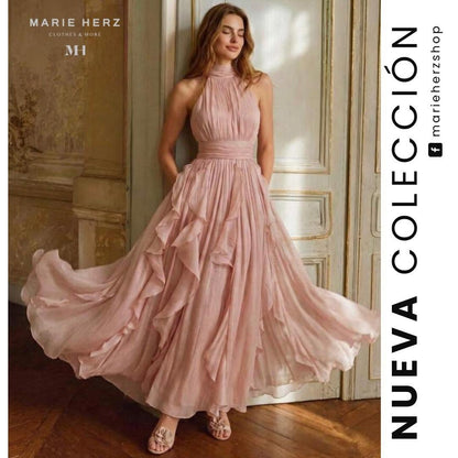 1064964  Vestido halter olanes palo de rosa
