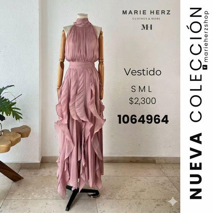 1064964  Vestido halter olanes palo de rosa