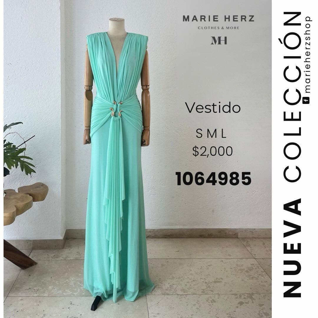 1064985  Vestido aqua broche