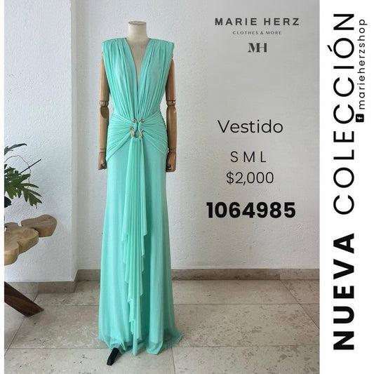 1064985  Vestido aqua broche