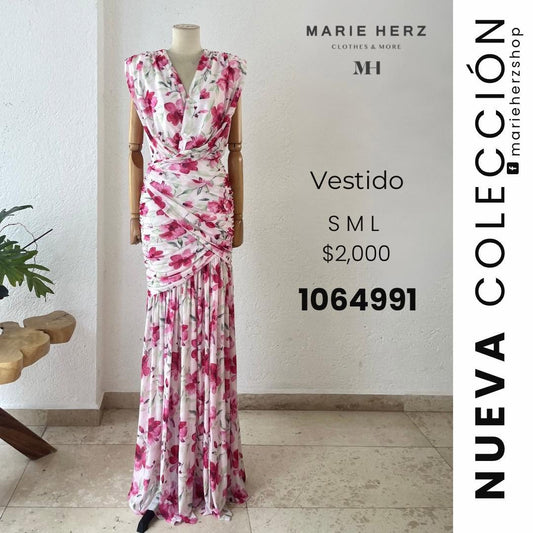 1064991  Vestido flores rojas