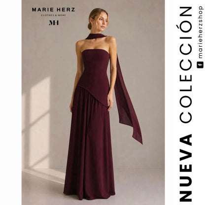 1065025  Vestido vino corset tira