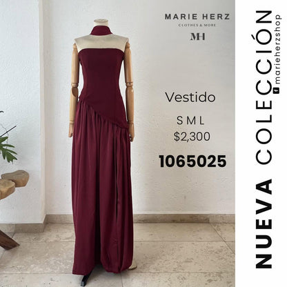 1065025  Vestido vino corset tira