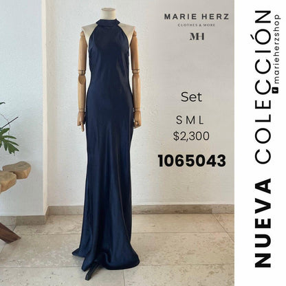 1065043  Vestido azul marino halter