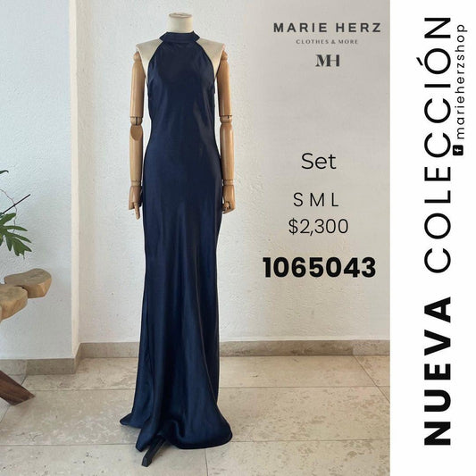 1065043  Vestido azul marino halter