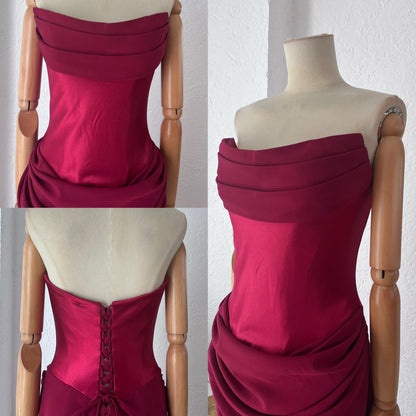 1065078  Vestido corset vino