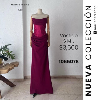 1065078  Vestido corset vino