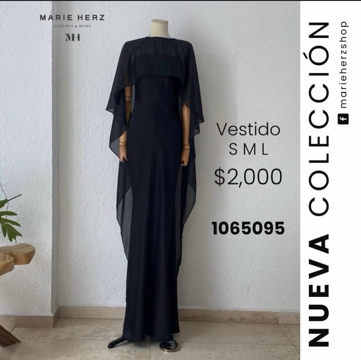 1065095  Vestido negro capa