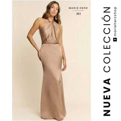 1065112  Vestido halter miel