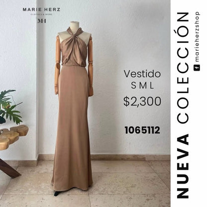 1065112  Vestido halter miel
