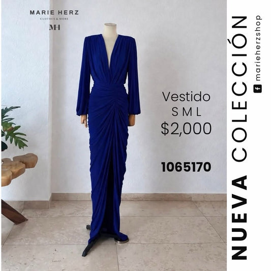 1065170  Vestido azul rey manga larga