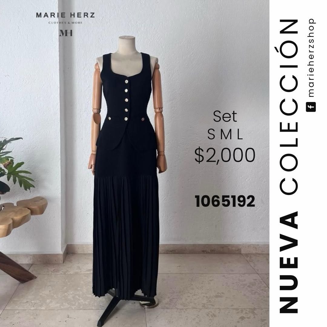1065192  Set negro falda y blusa