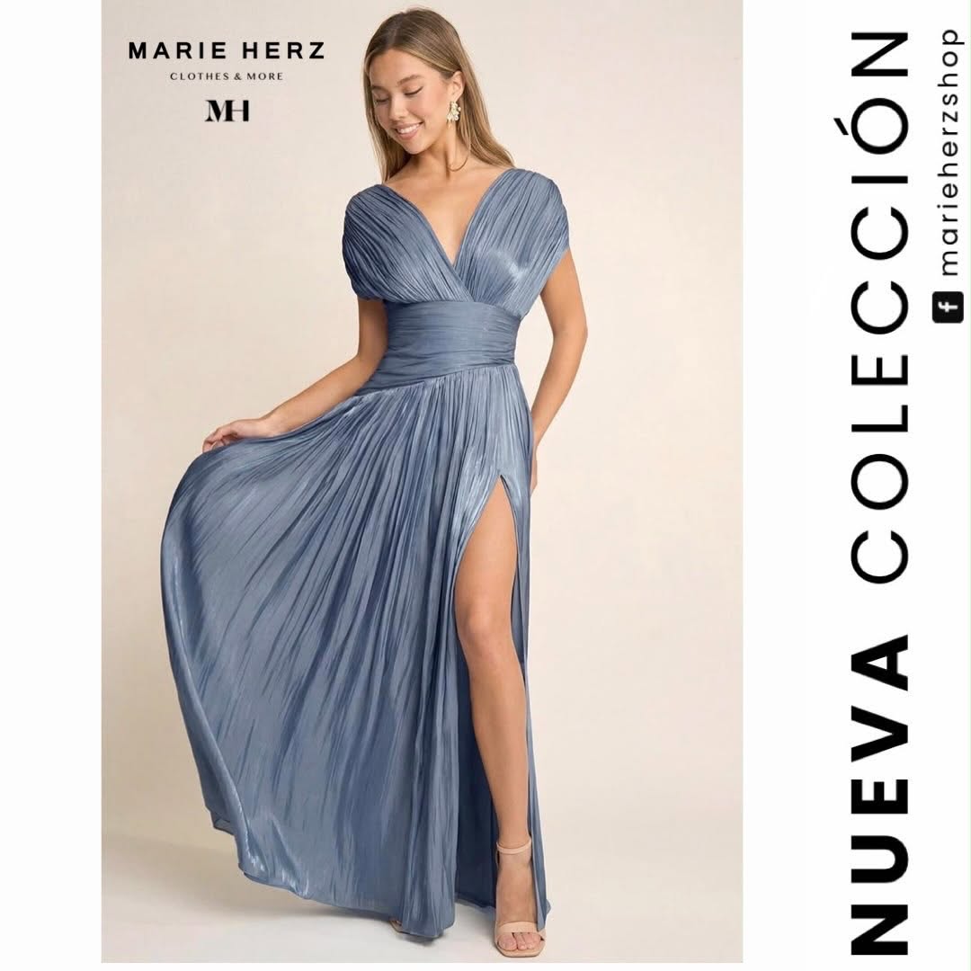 1065221  Vestido azul plata