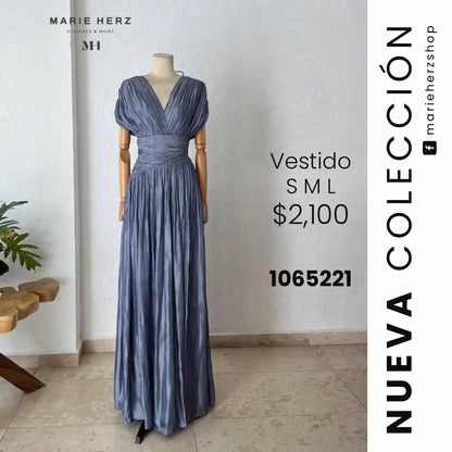 1065221  Vestido azul plata