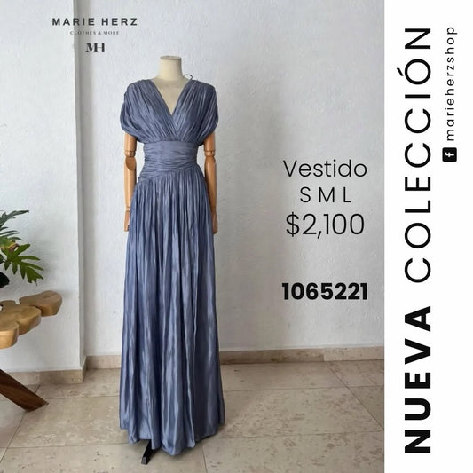 1065221  Vestido azul plata