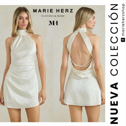 1065224  Vestido blanco satin perlas