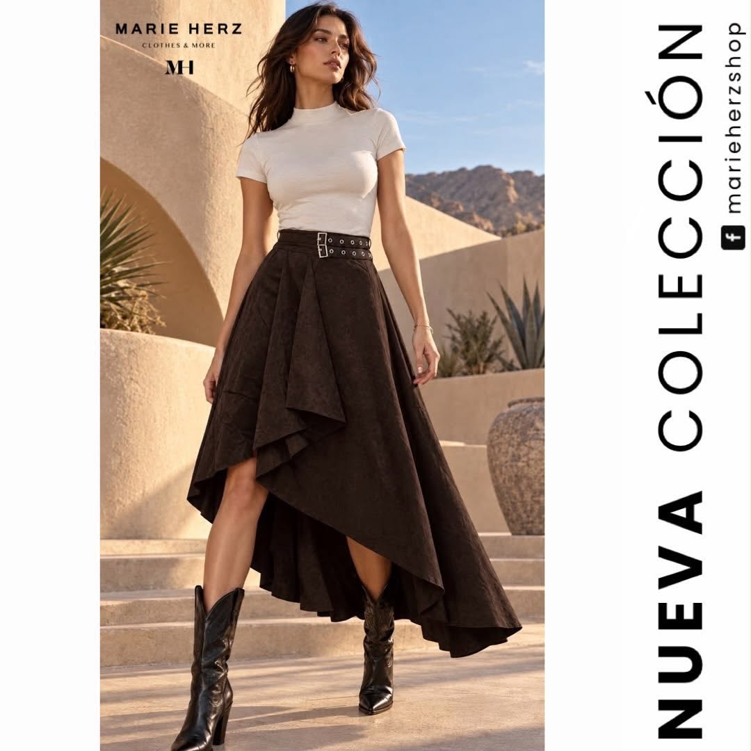 1065227  Falda café gamuza